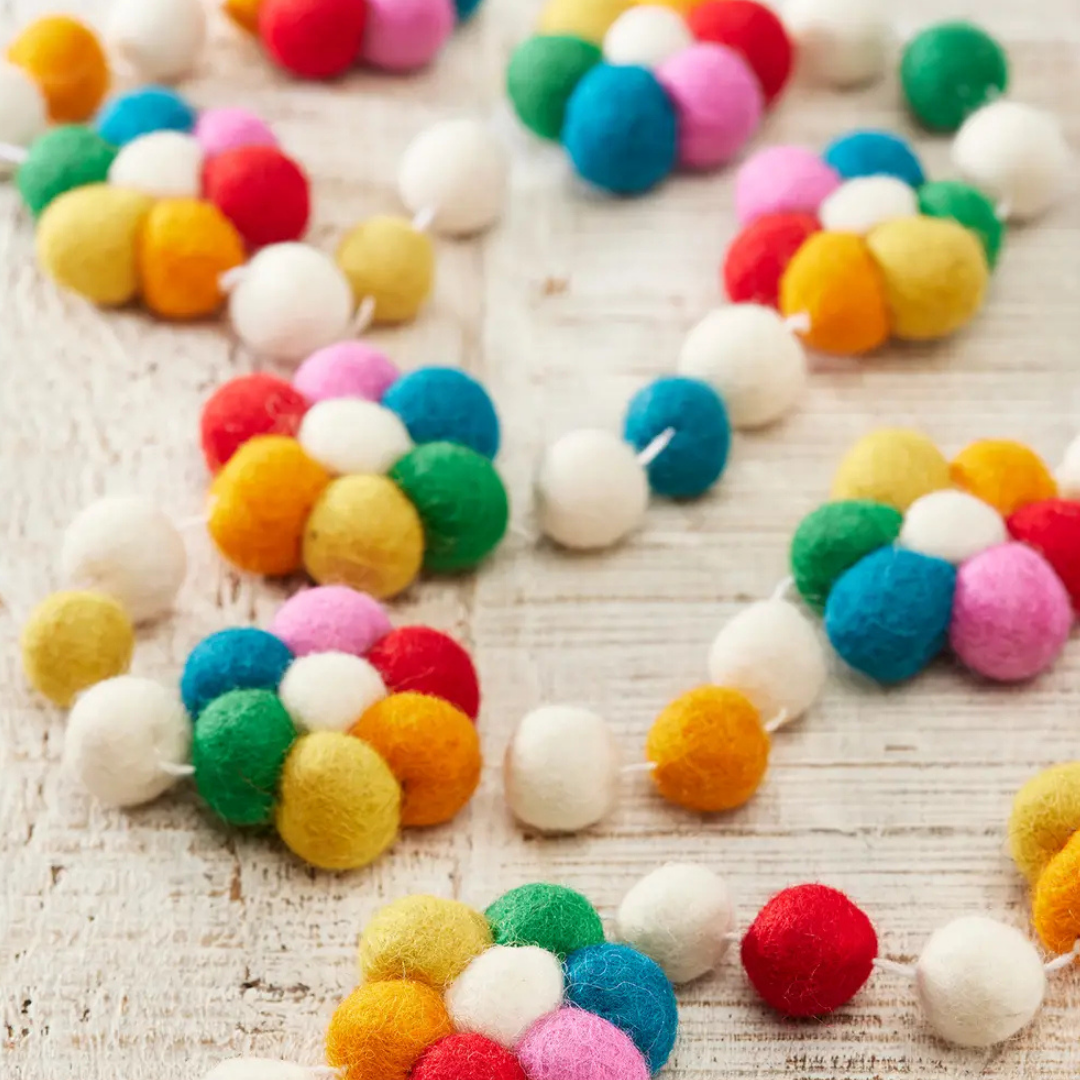 Felt Rainbow Flower Garland