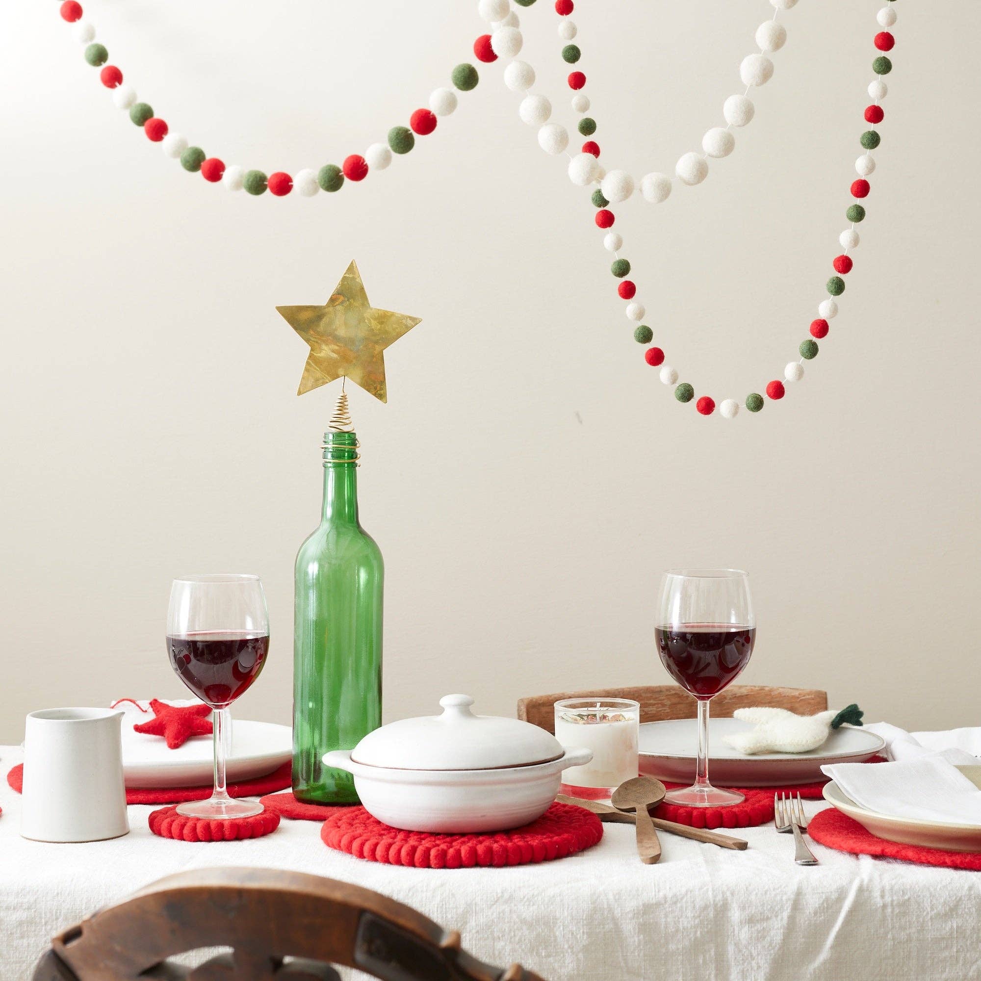 TARULATA Boho Felt Ball Pompom Garland 200cm