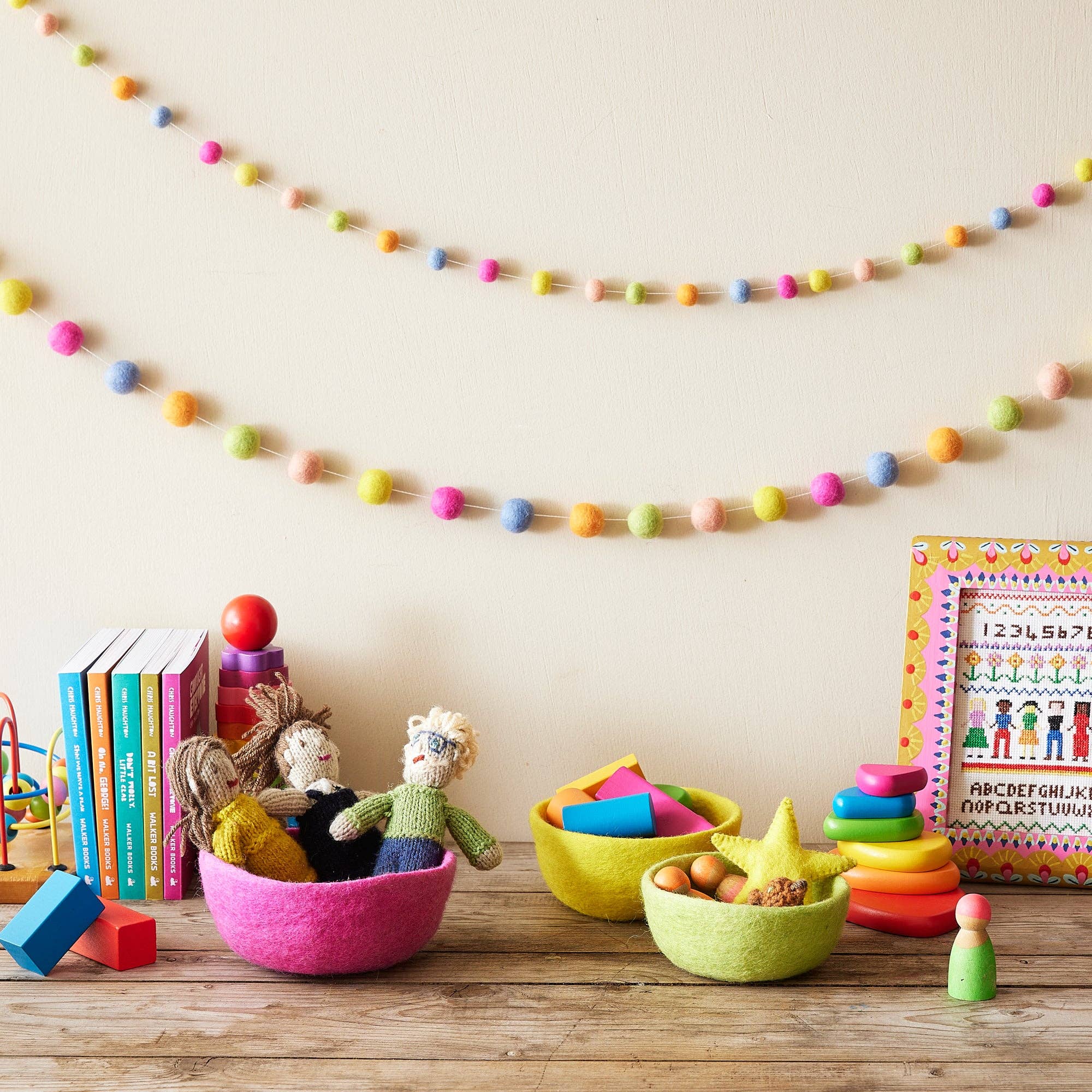 TARULATA Boho Felt Ball Pompom Garland 200cm