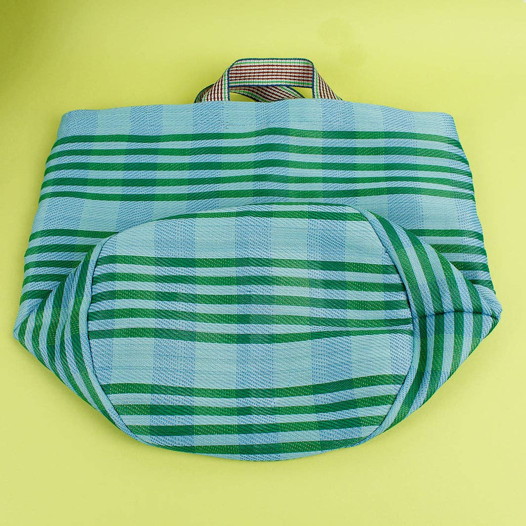 Recycled Woven Bucket Bag - Ocean