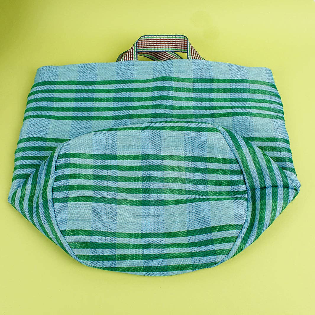 Recycled Woven Bucket Bag - Ocean