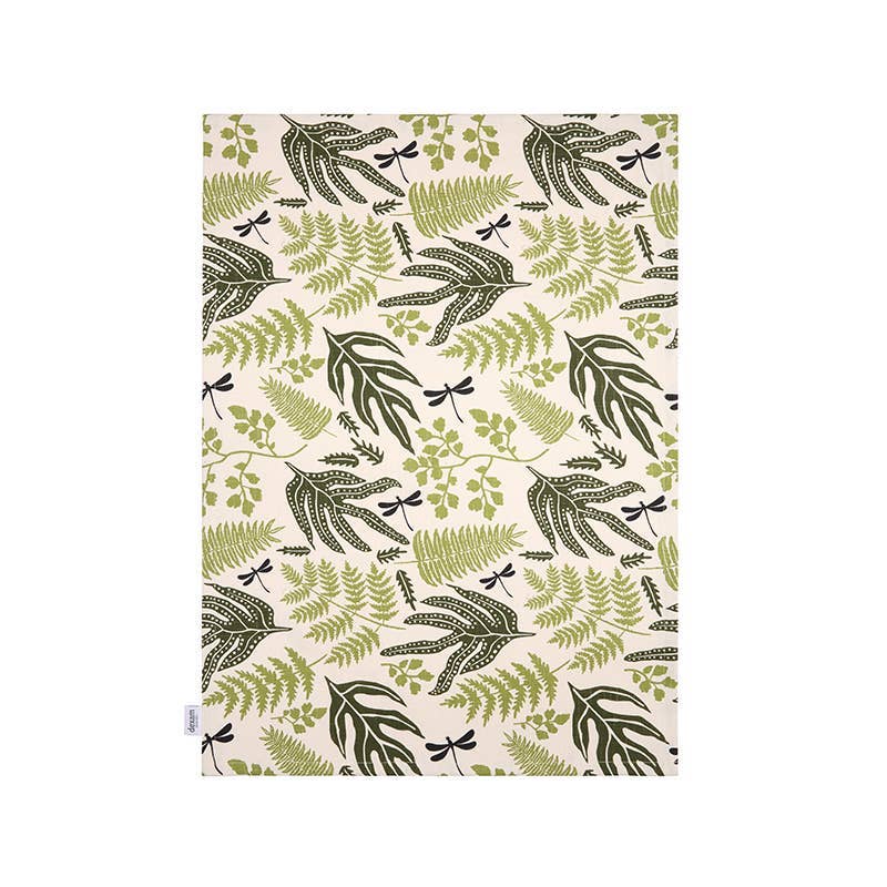 Organic Fern Tea Towel, Green