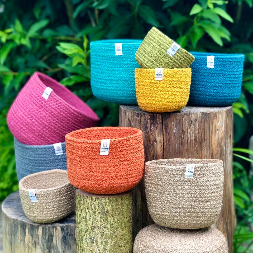Jute Tall Basket Set - Ocean