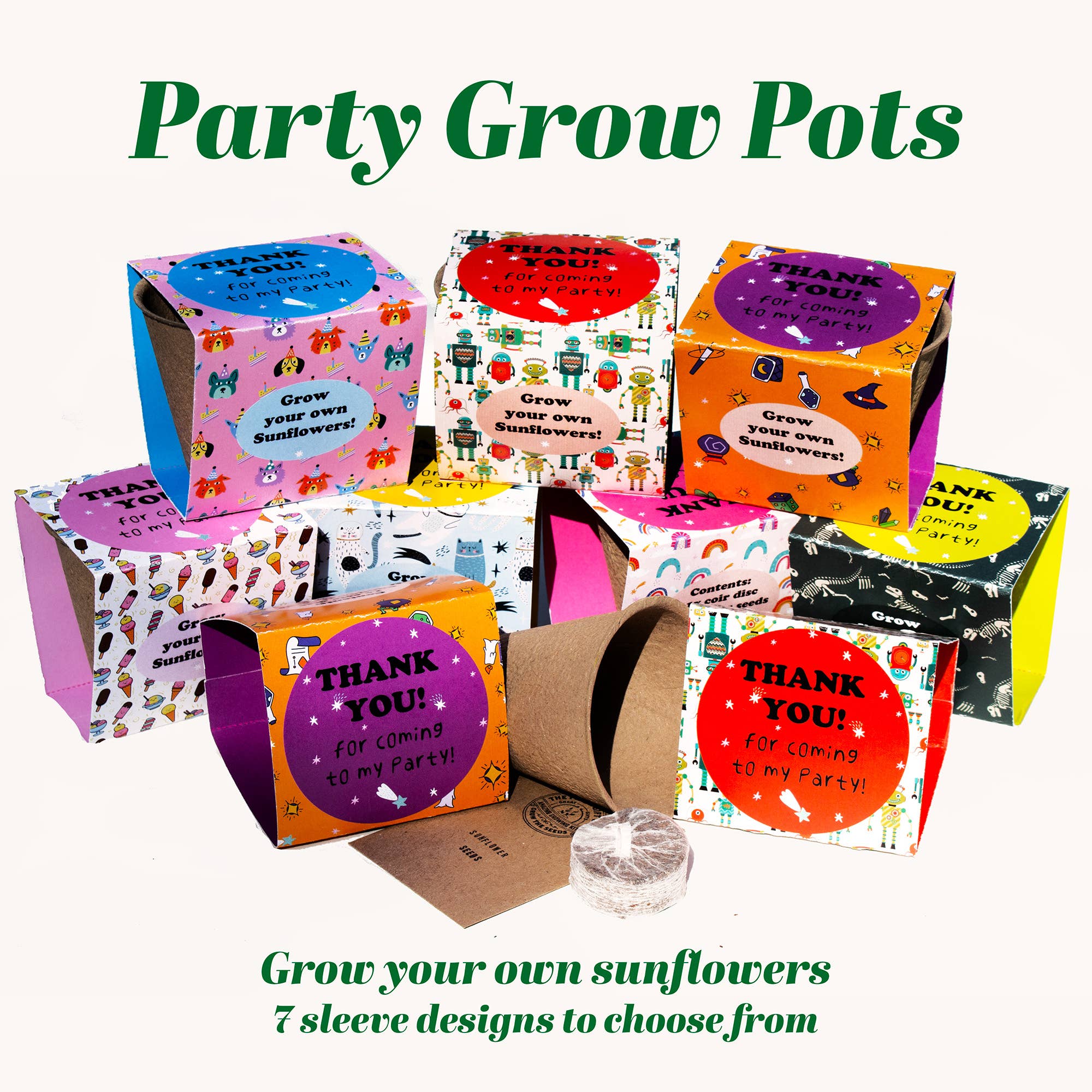 Packs of 6. Thank you for coming to my party! Sunflowers.