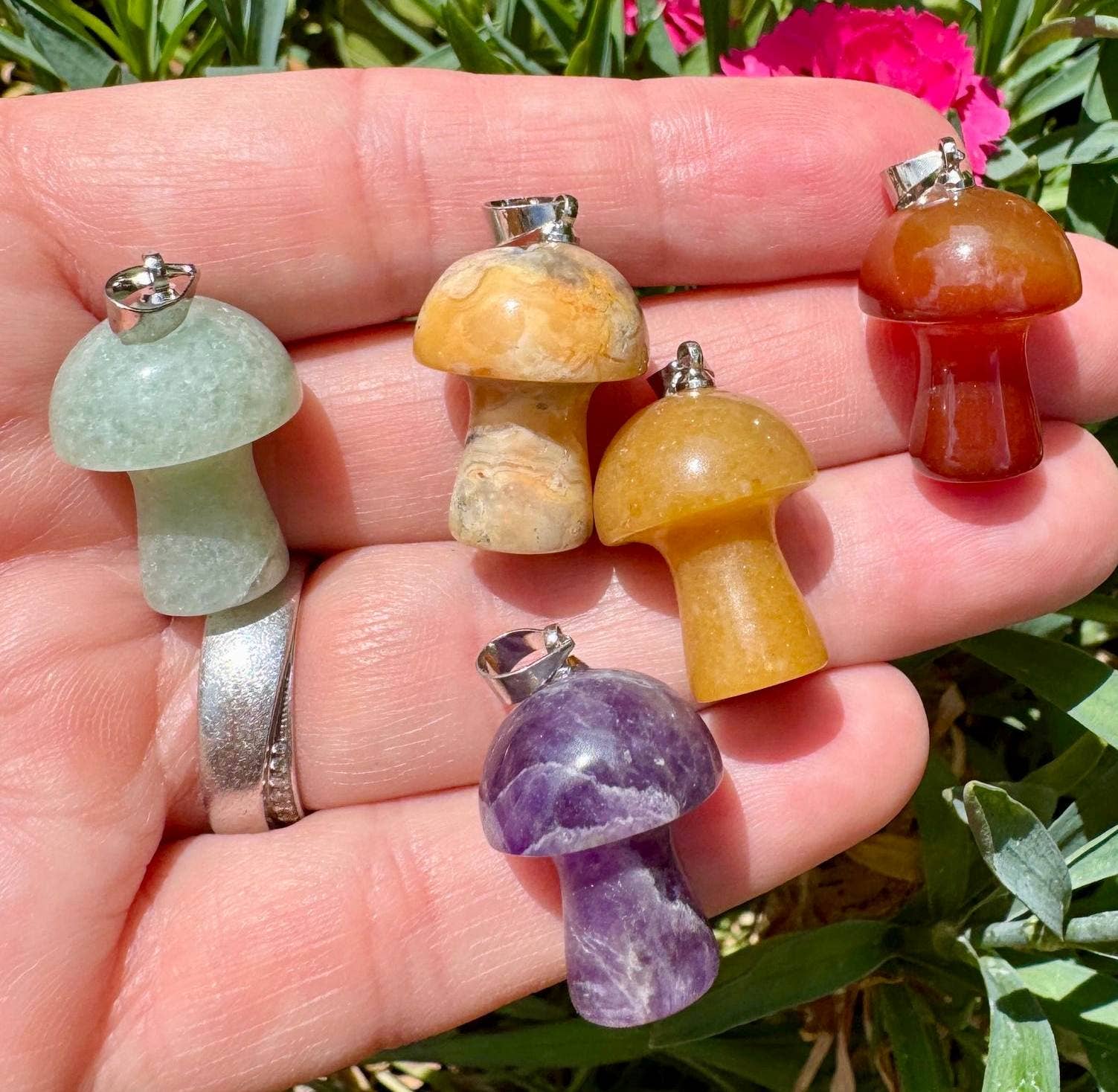 Gemstone Mushroom Pendant