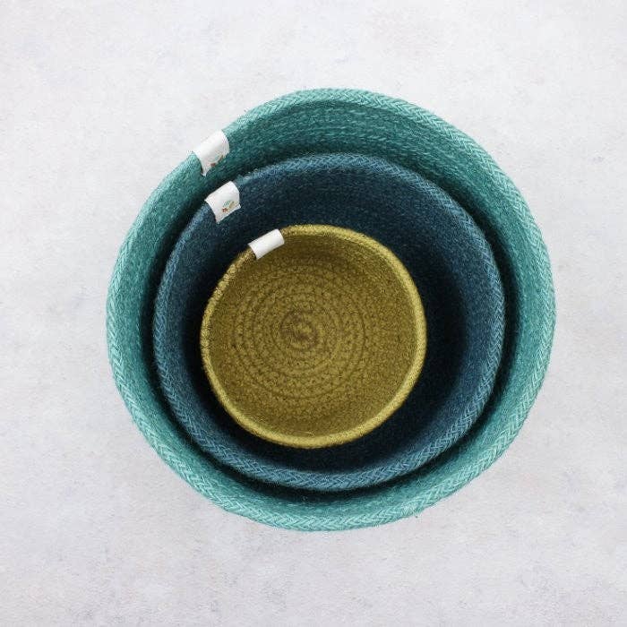 Jute Tall Basket Set - Ocean