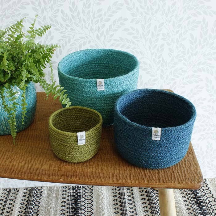 Jute Tall Basket Set - Ocean