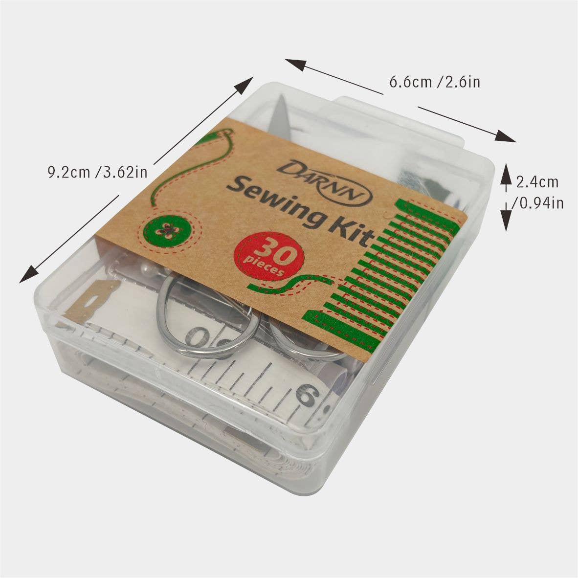 Darnn Sewing Kit Compact 30 pieces, Travel Sewing Kit