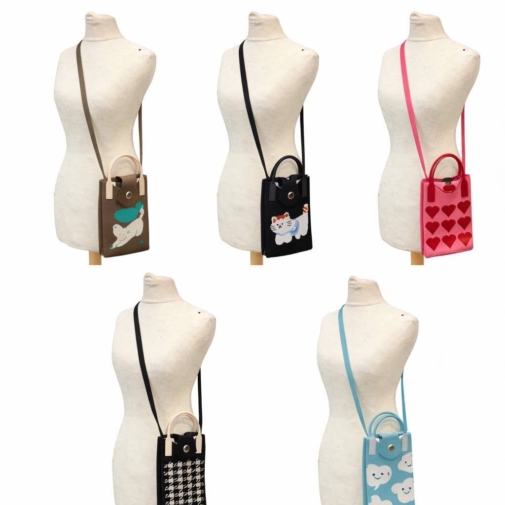Knit Crossbody Phone Bag with Rubber Handles
