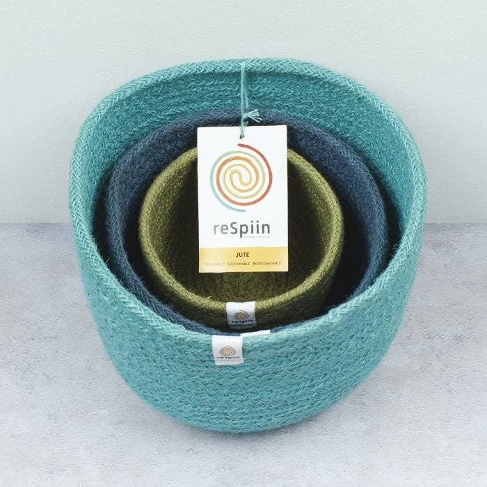 Jute Tall Basket Set - Ocean