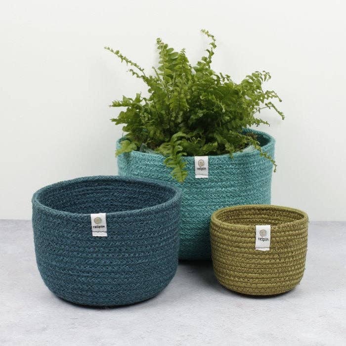 Jute Tall Basket Set - Ocean