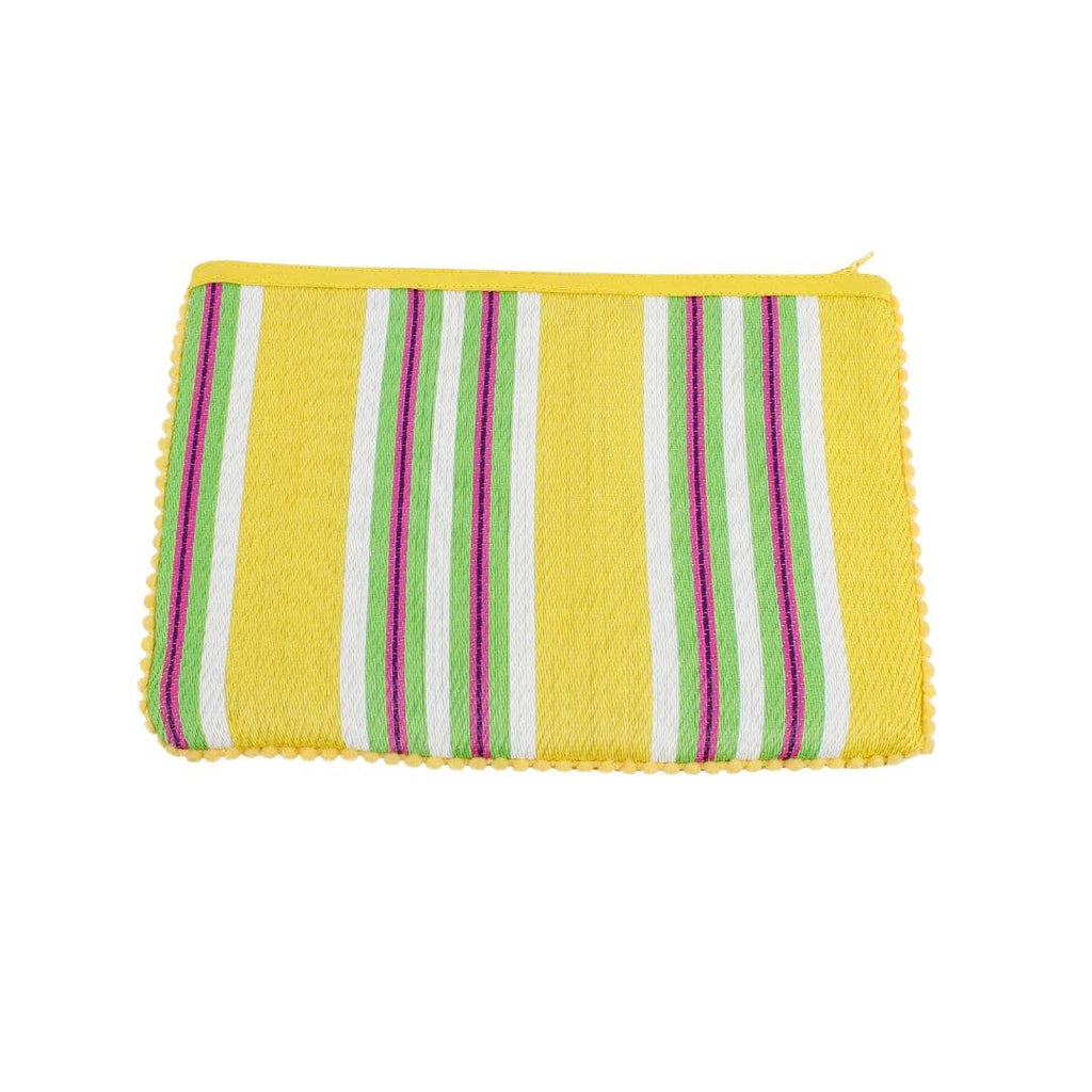 Recycled Woven Pom Pom Pouch - Beach