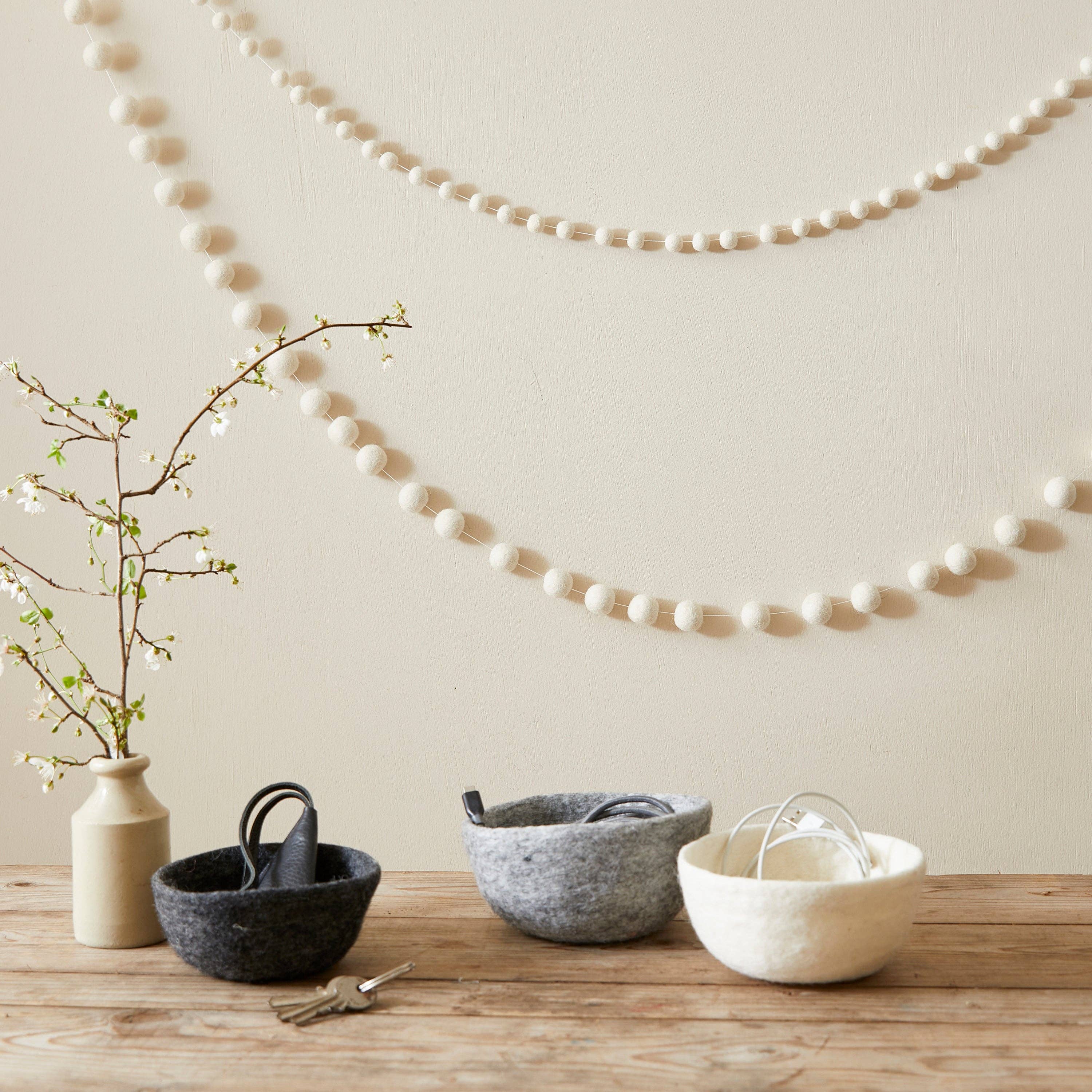 TARULATA Boho Felt Ball Pompom Garland 200cm