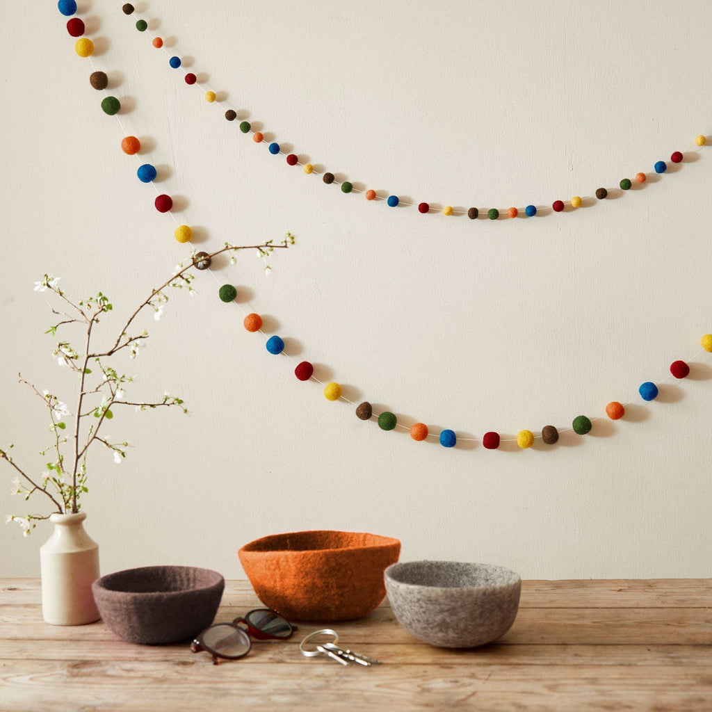 TARULATA Boho Felt Ball Pompom Garland 200cm