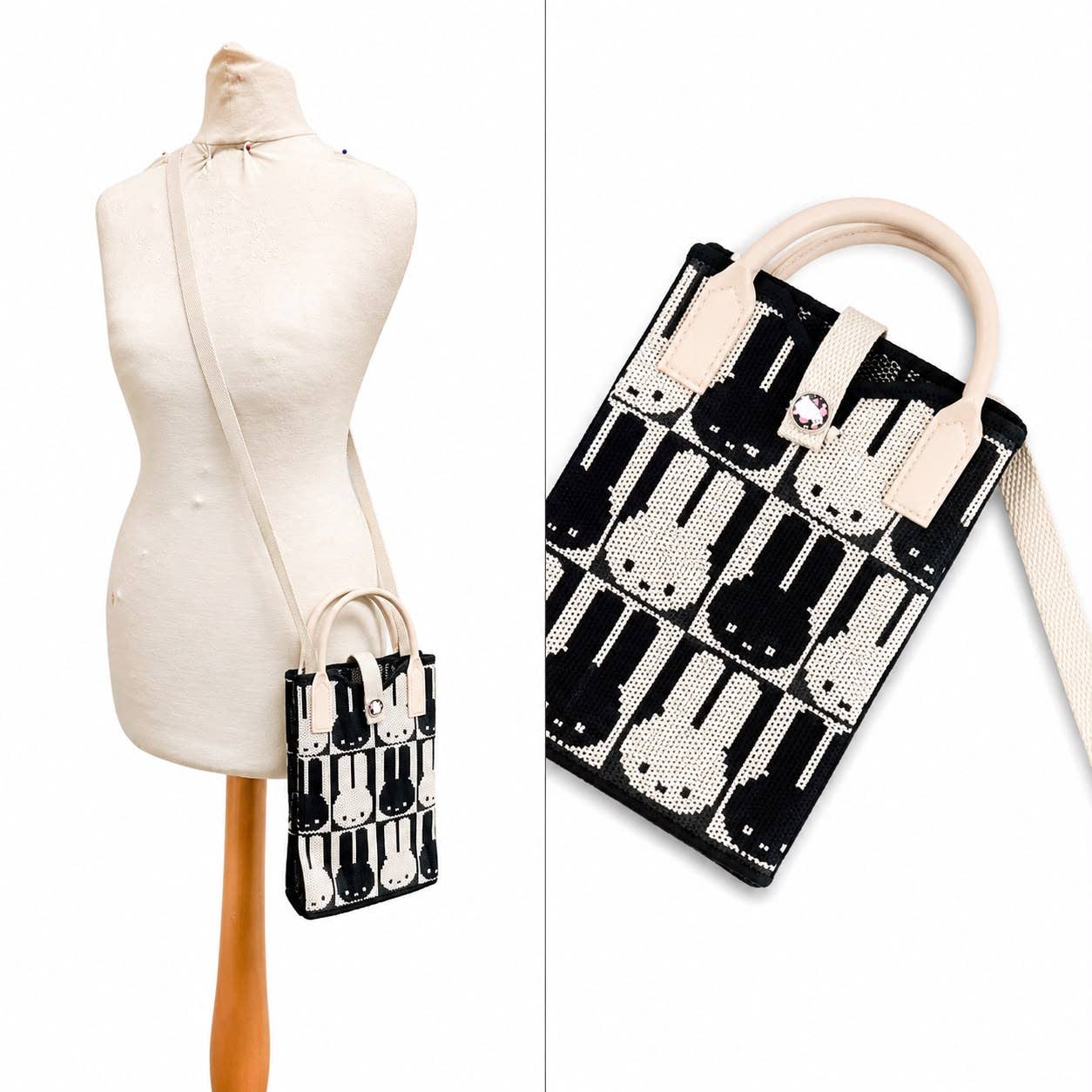 Knit Crossbody Phone Bag with Rubber Handles