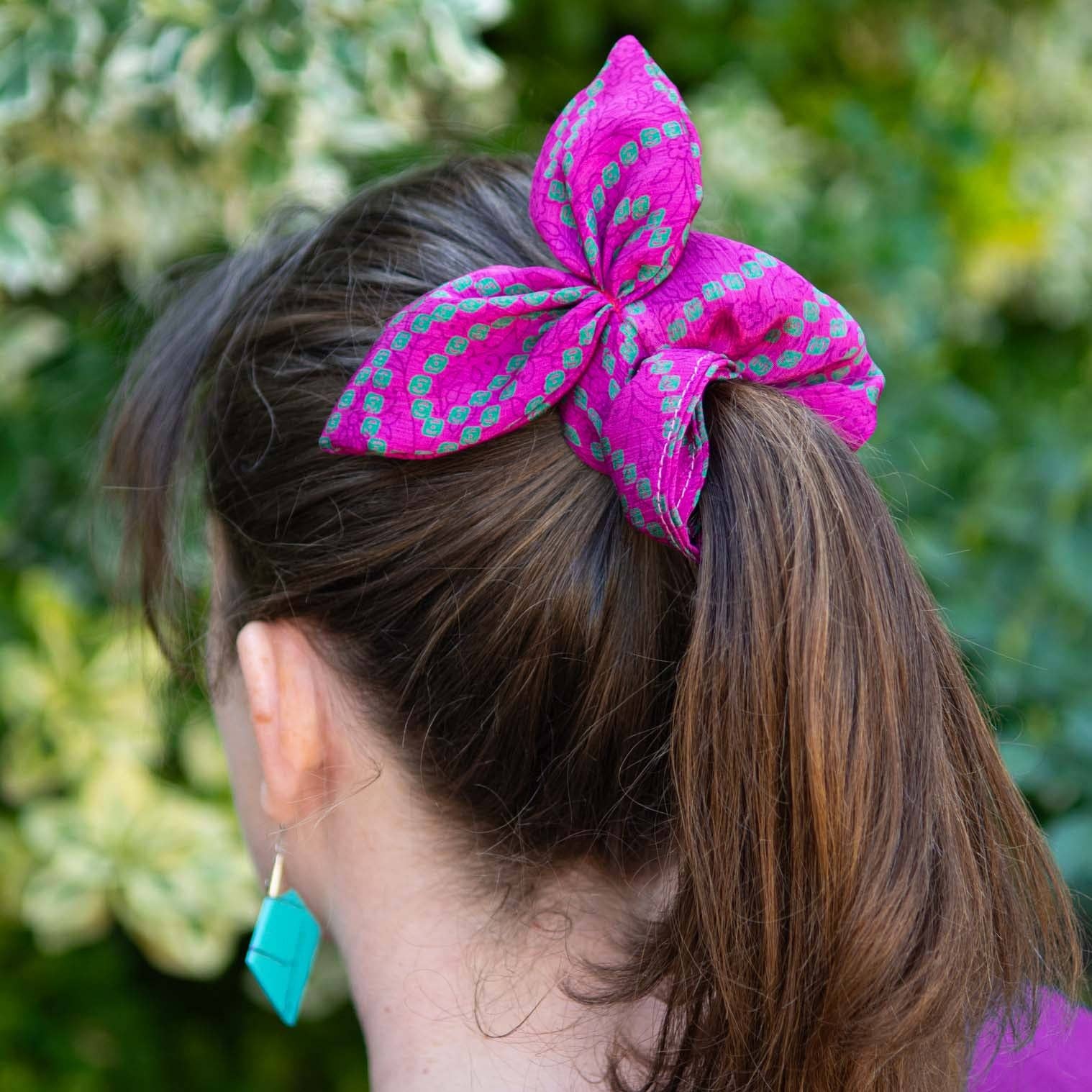 Recycled Sari Bow Scrunchie