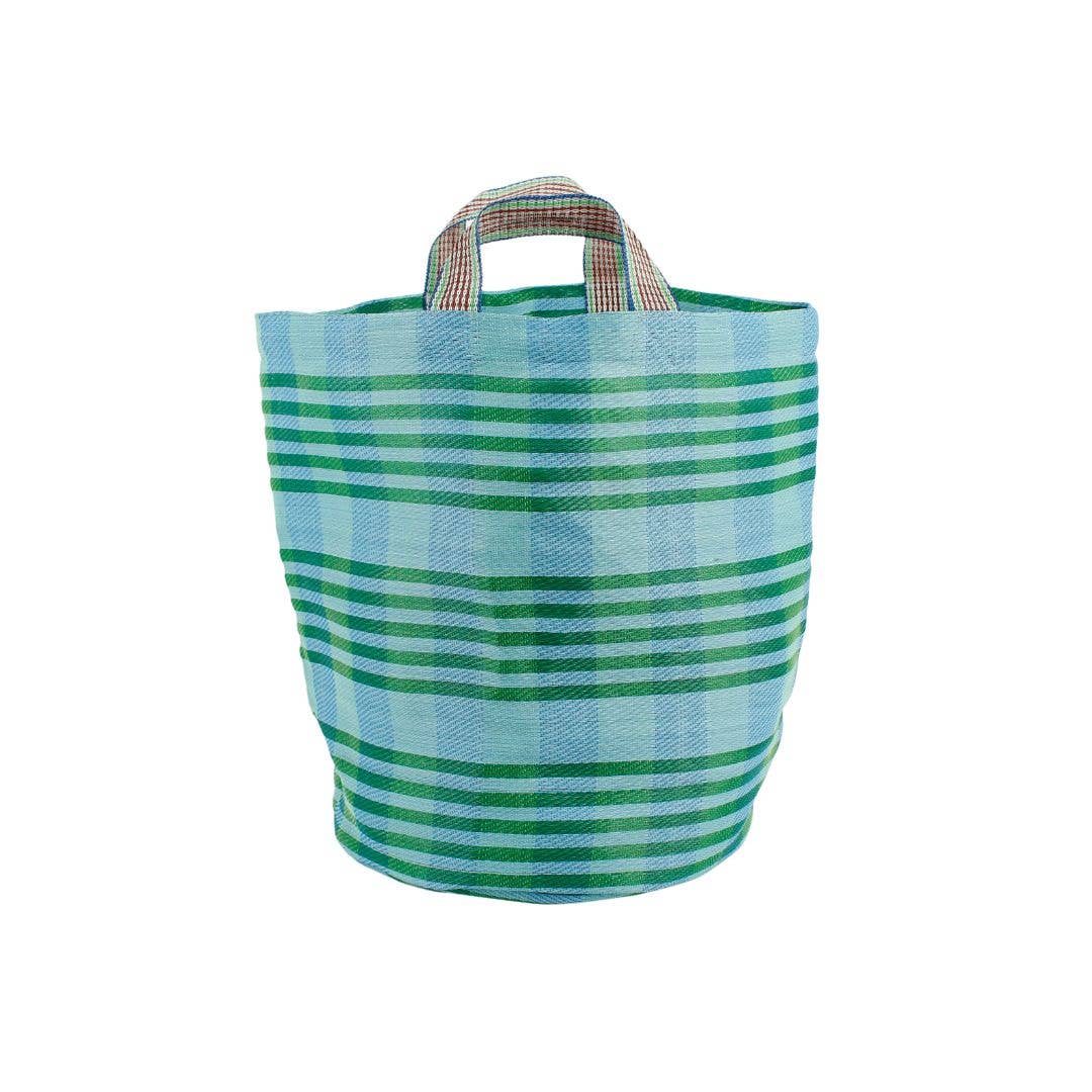 Recycled Woven Bucket Bag - Ocean
