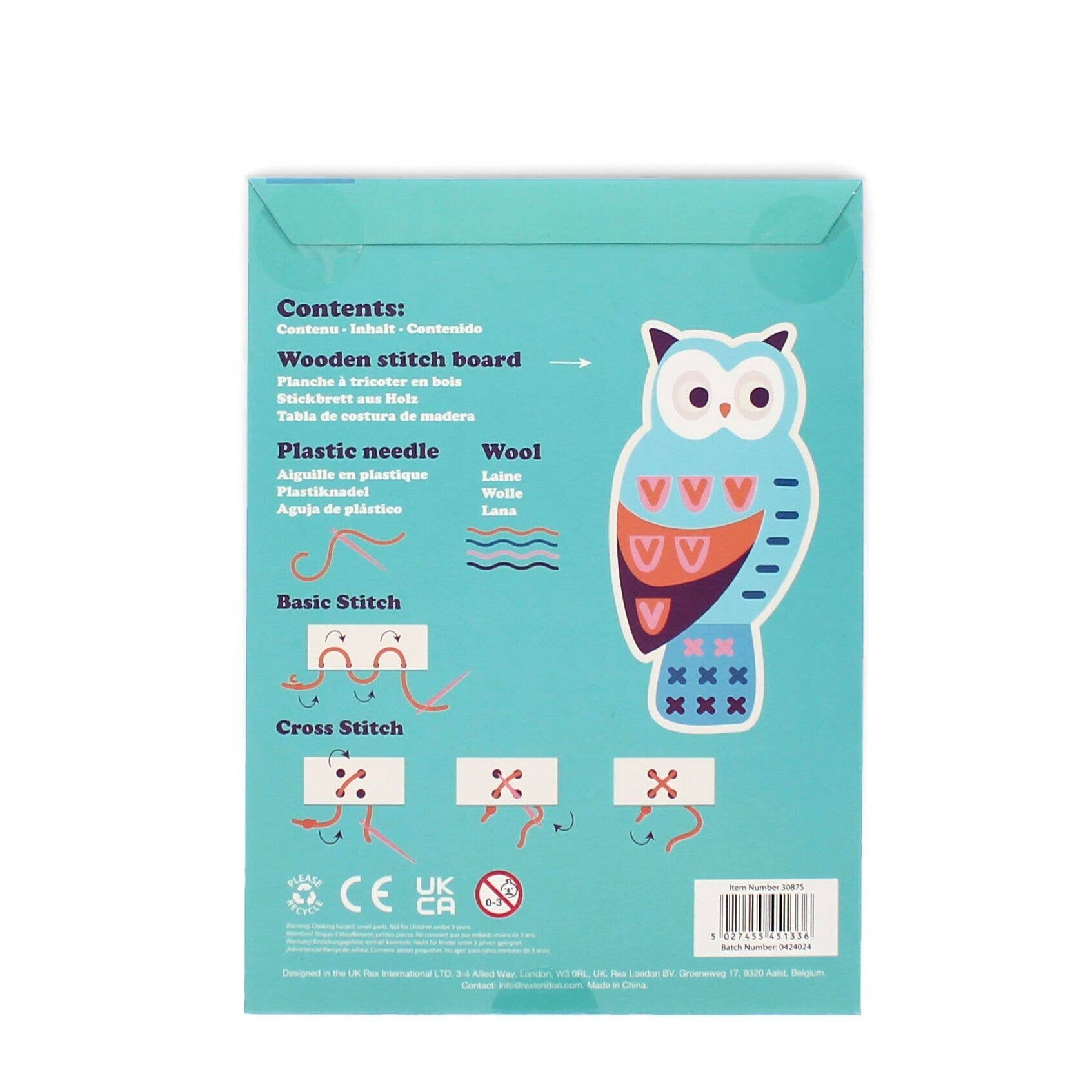 Learn To Sew Wooden Hand-Stitch Set - Owl