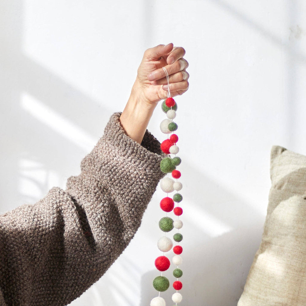 TARULATA Boho Felt Ball Pompom Garland 200cm