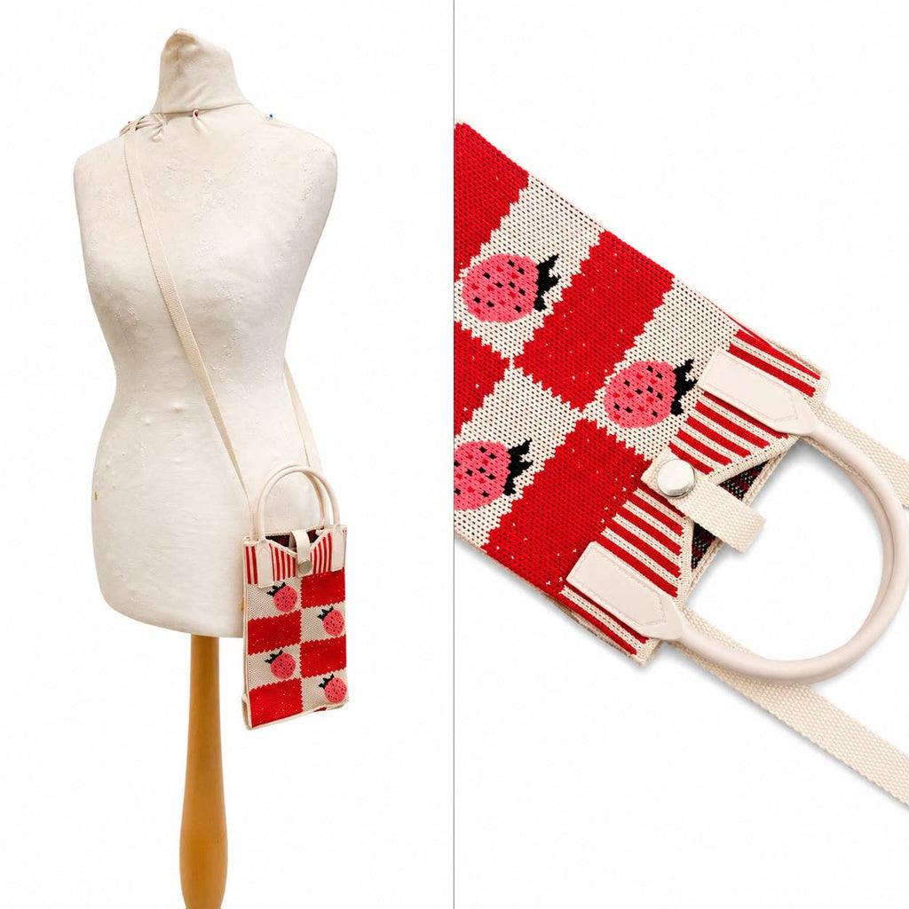 Knit Crossbody Phone Bag with Rubber Handles