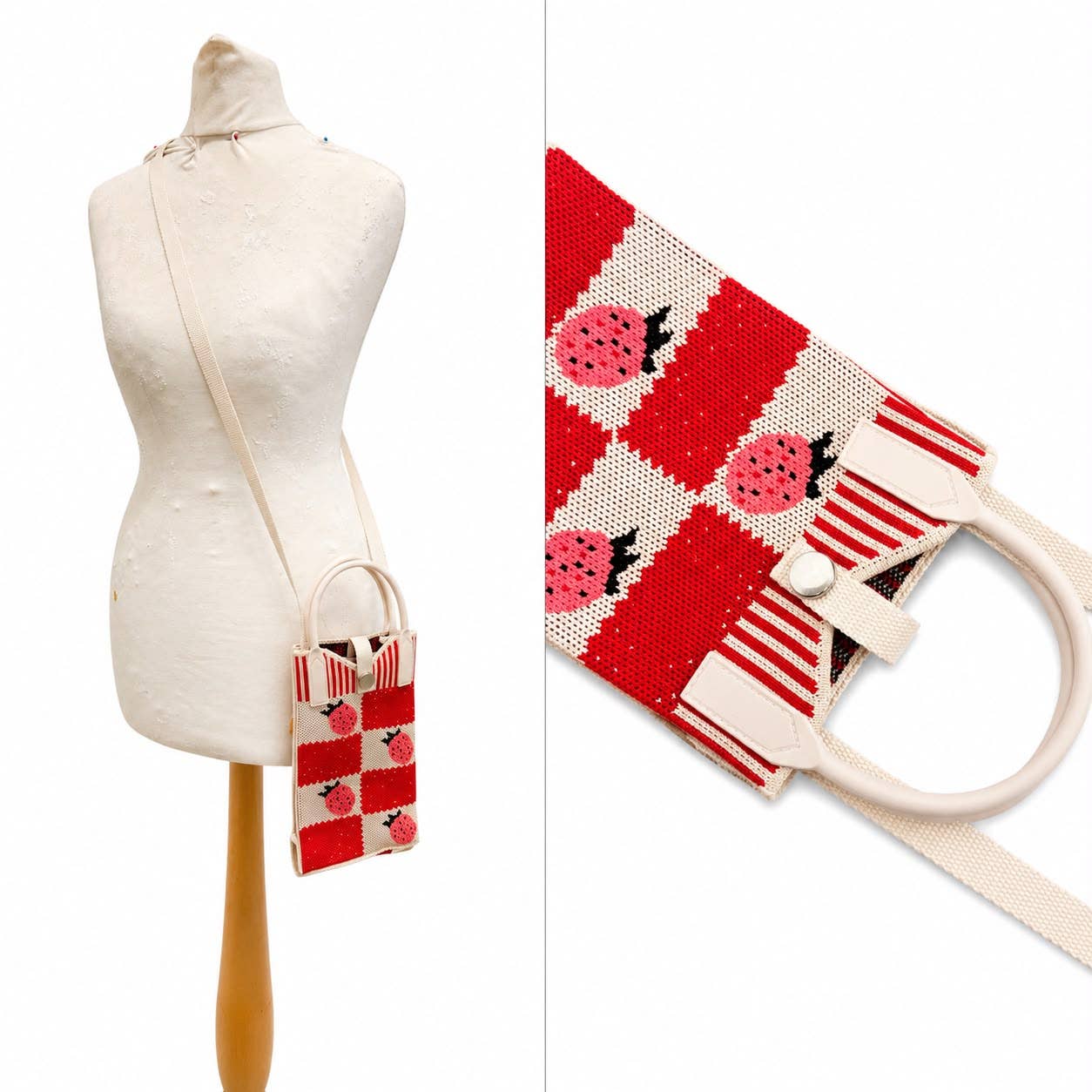 Knit Crossbody Phone Bag with Rubber Handles