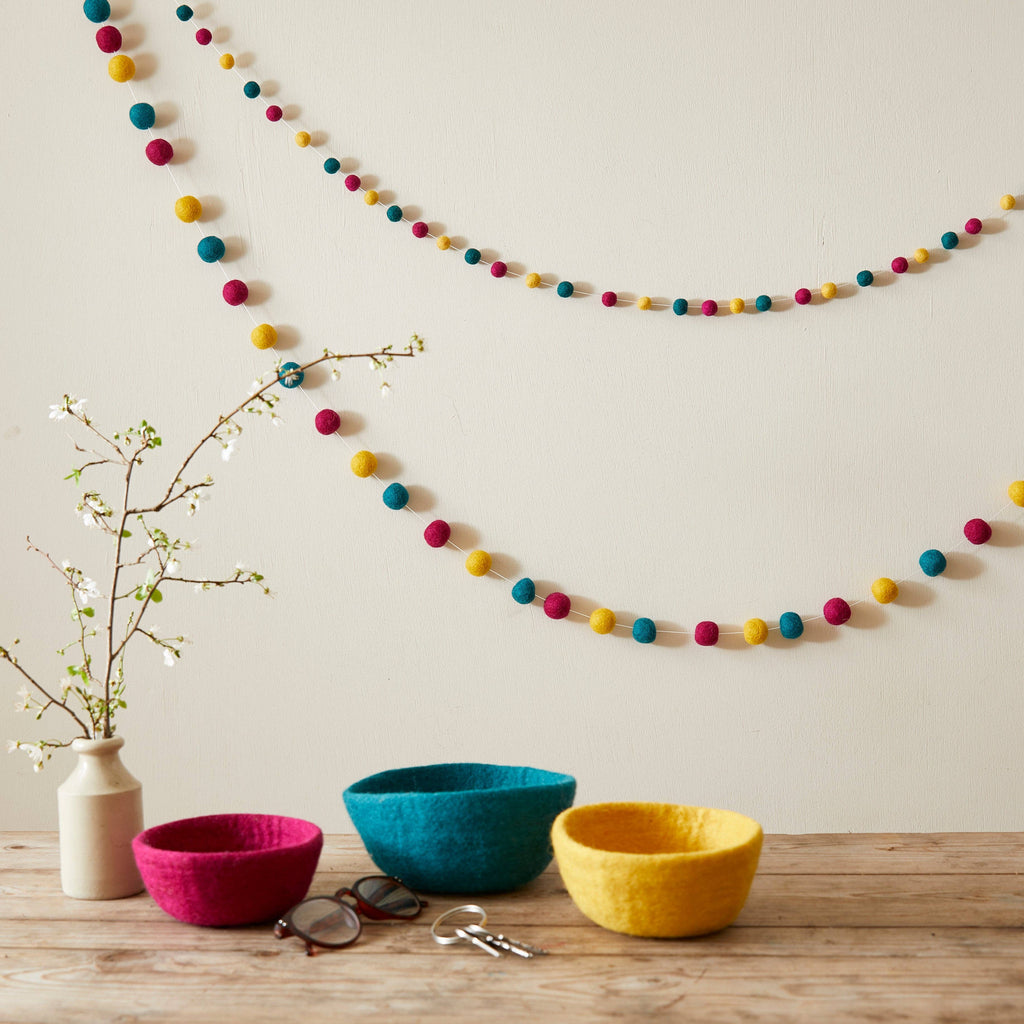 TARULATA Boho Felt Ball Pompom Garland 200cm