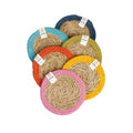Set of 6 Seagrass & Jute Coasters - Rainbow