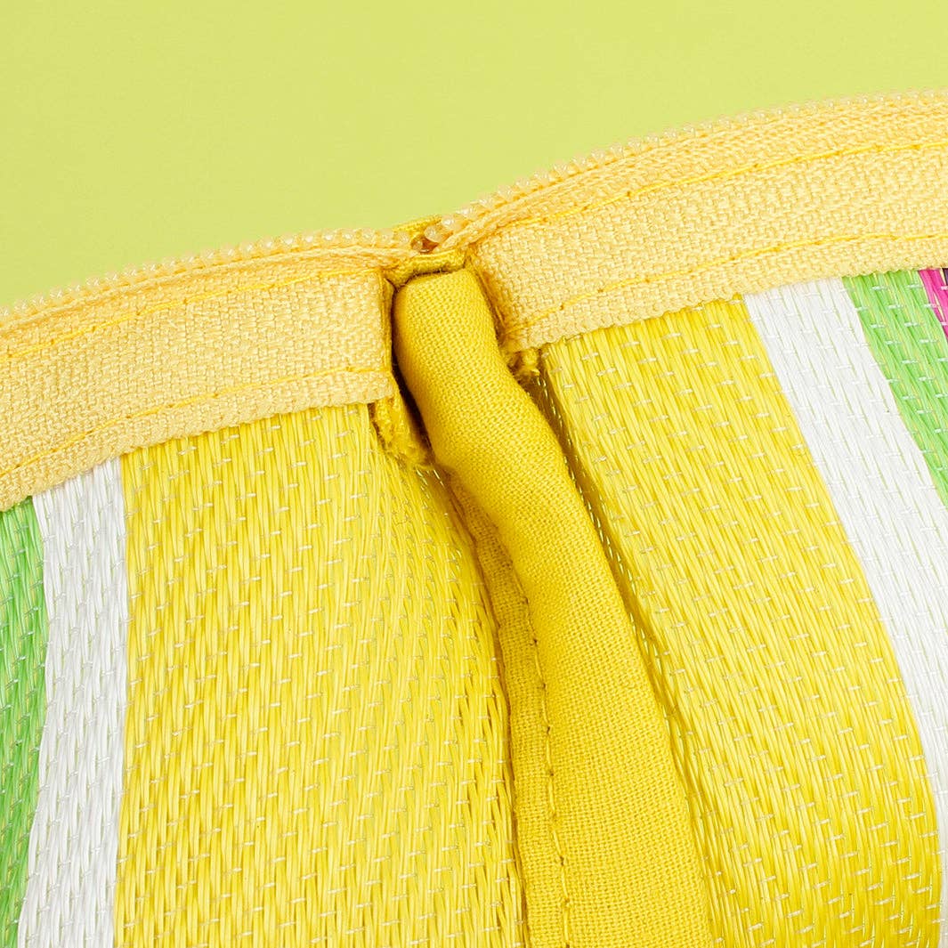 Recycled Woven Pom Pom Pouch - Beach