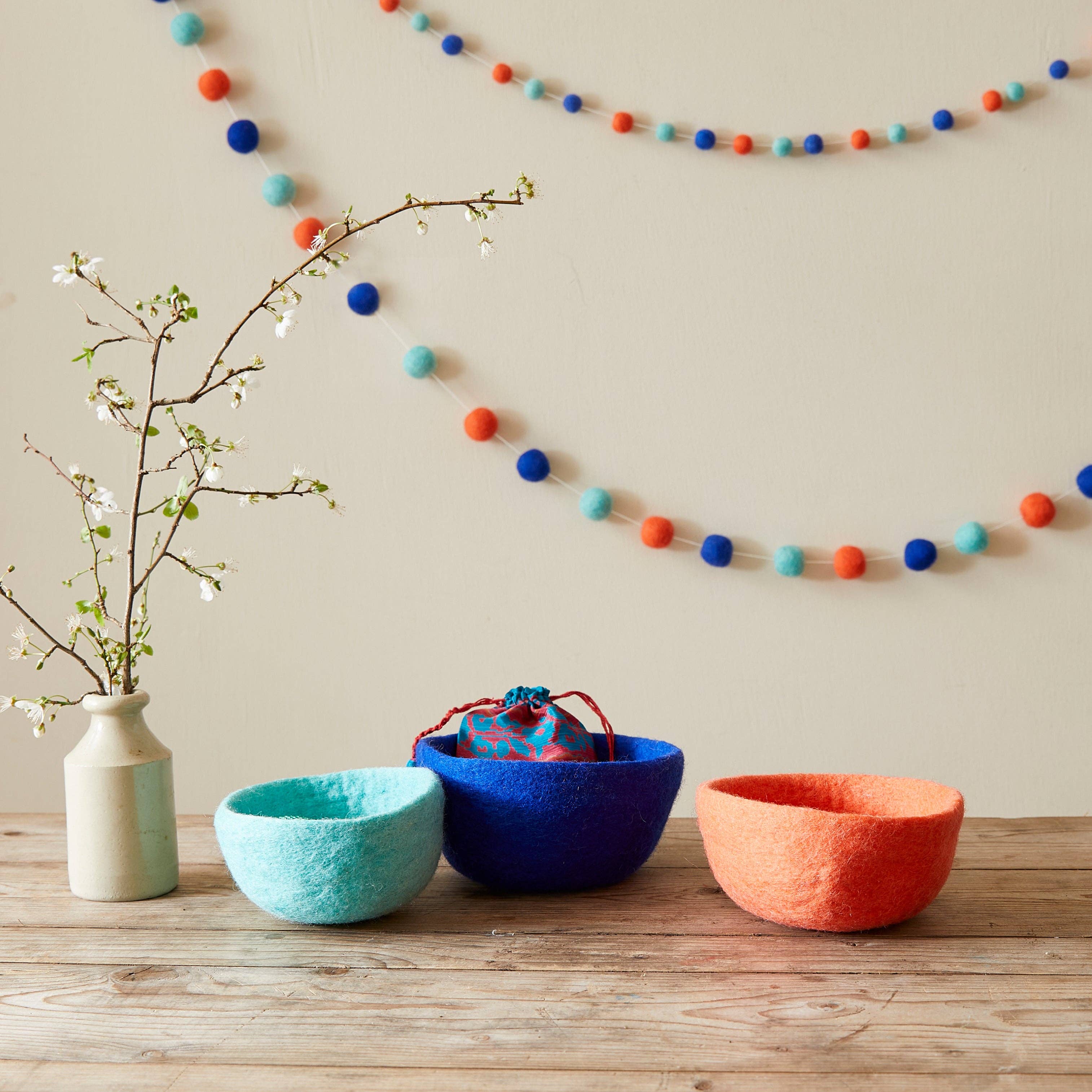 TARULATA Boho Felt Ball Pompom Garland 200cm