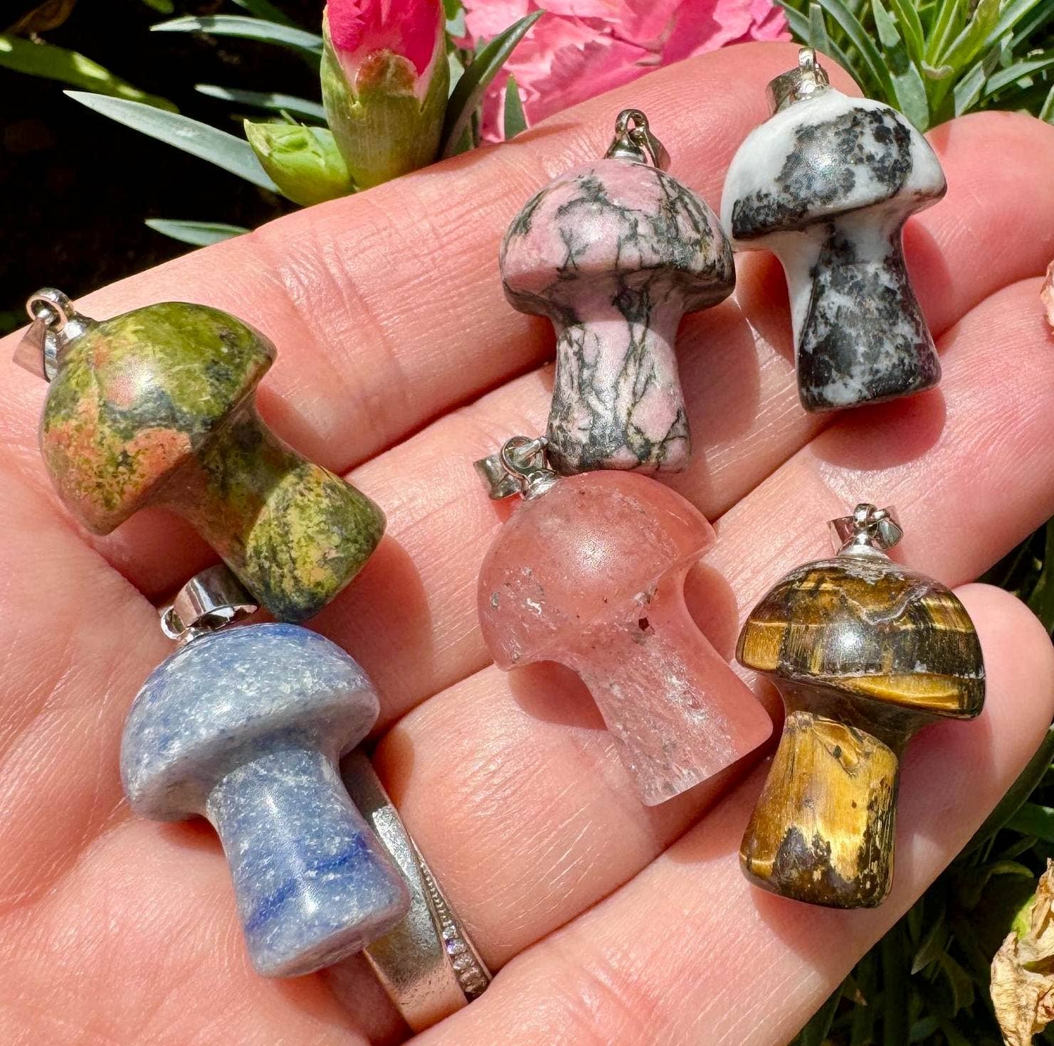 Gemstone Mushroom Pendant