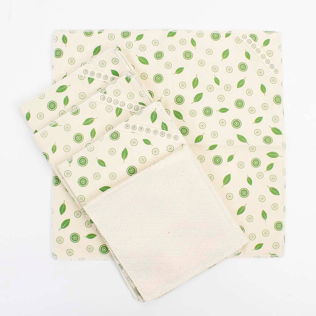 Organic Cotton Unpaper Towels - Mint Leaf - Pack of 5