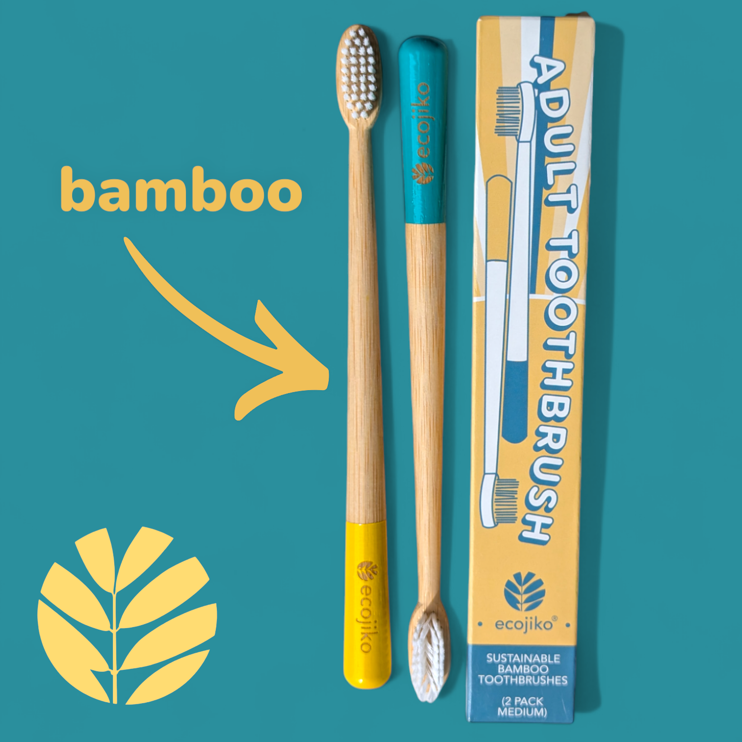 Sustainable Bamboo Toothbrush, Adult Medium Toothbrush