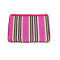 Recycled Woven Pom Pom Pouch - Fire