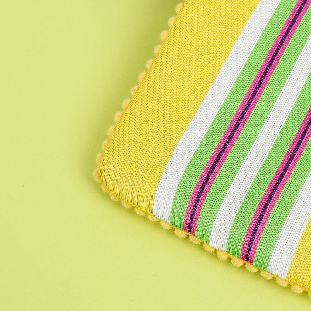 Recycled Woven Pom Pom Pouch - Beach