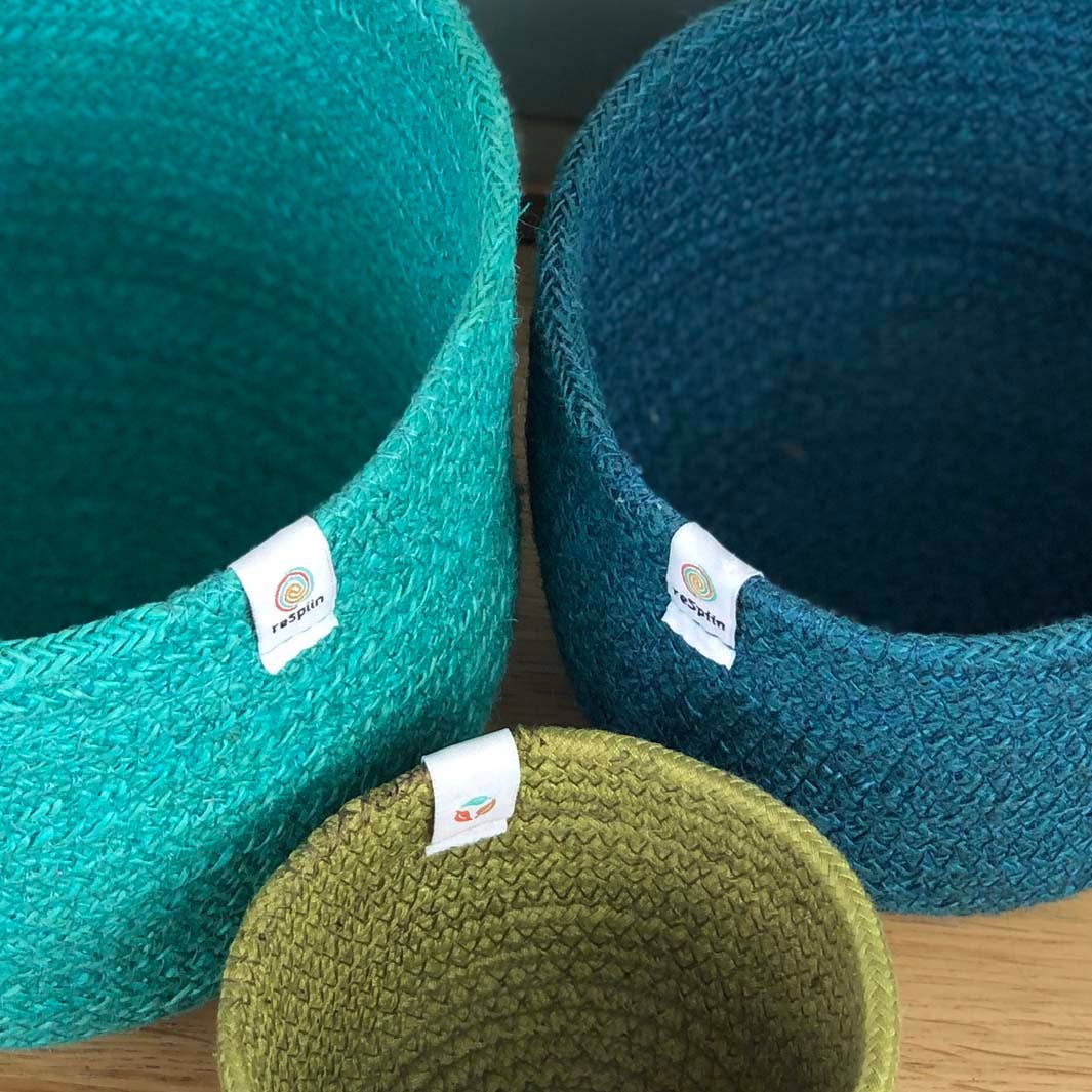 Jute Tall Basket Set - Ocean