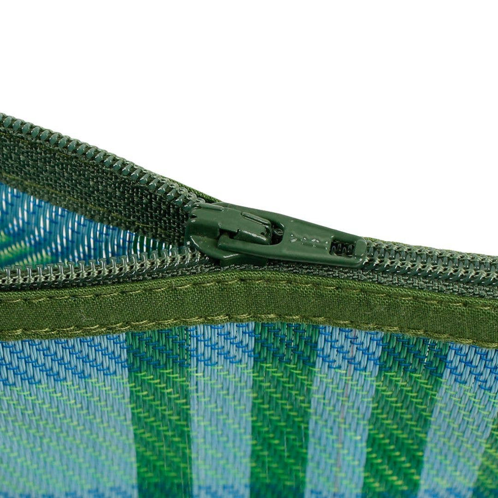 Recycled Woven Pom Pom Pouch - Ocean