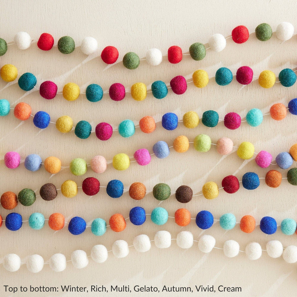 TARULATA Boho Felt Ball Pompom Garland 200cm