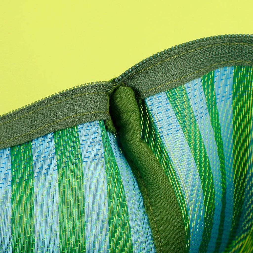 Recycled Woven Pom Pom Pouch - Ocean