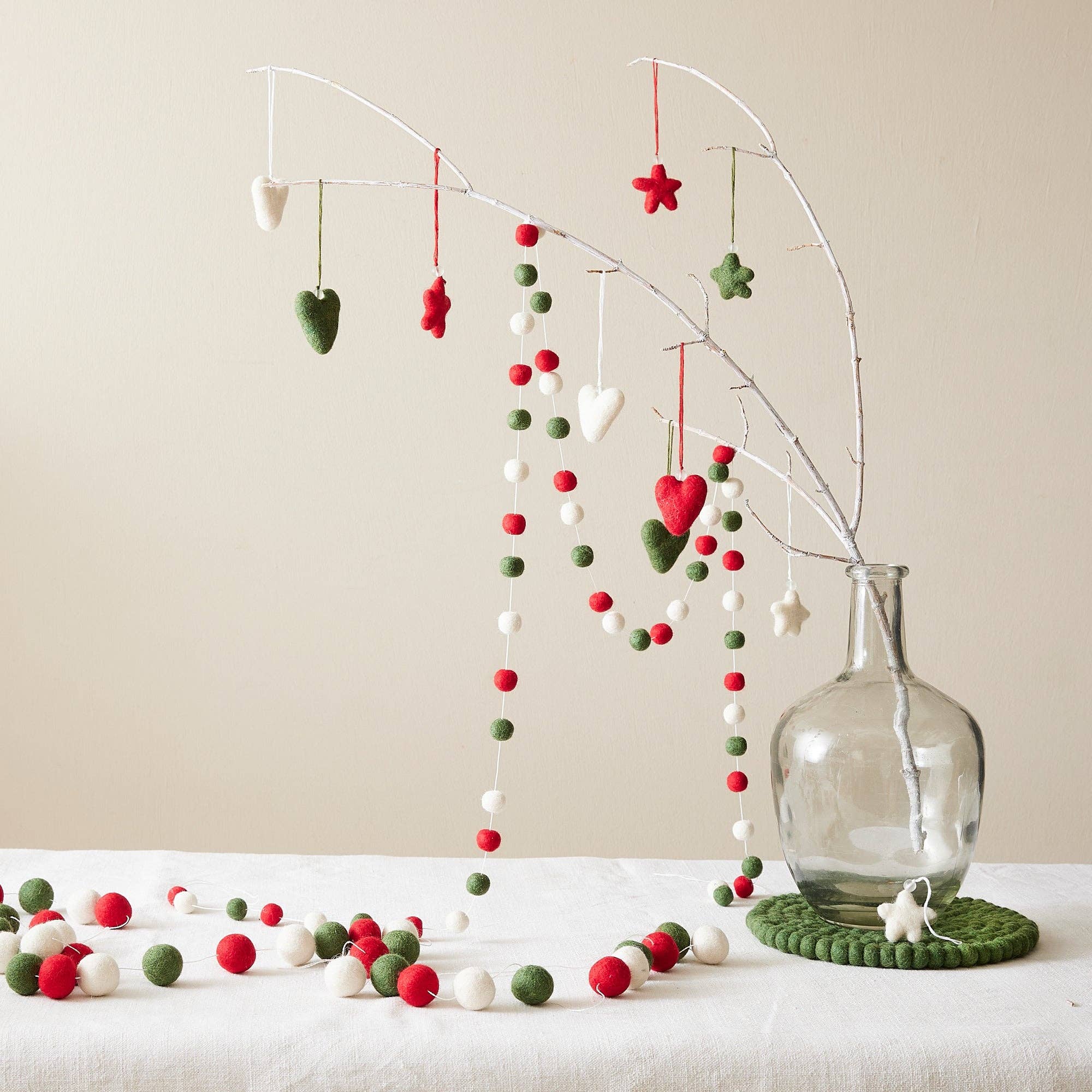 TARULATA Boho Felt Ball Pompom Garland 200cm